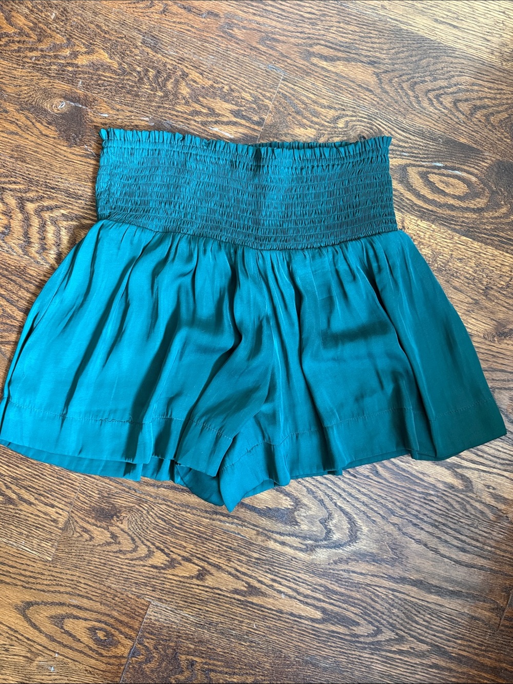 TCEC Teal High-Waist Smocked Flow Shorts